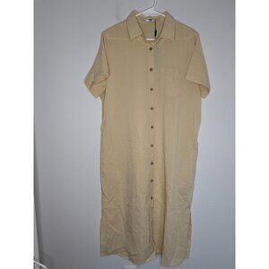 ZEAGOO NEW Shirt Dress Womens L Off White Button Up collar Pockets